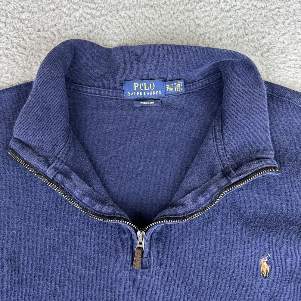 Polo Ralph Lauren Estate Rib 1/4 Zip Casual Pullover Sweater Men's‎ 2Xlt Navy